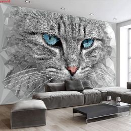 Custom Photo Mural 3D Modern Abstract Stereoscopic Geometric Cat Head Living Room Bedroom Background Wall Art Wallpaper Muralsgood quatity