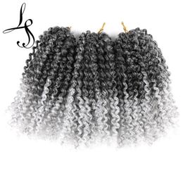 Marley Hair Kinky Curl 8 Inch Ombre Malibob Jerry Curly Hair 3pcs/packet Soft Synthetic Crochet Braiding Hair Extension LS05Q