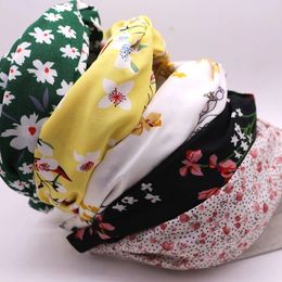 Flower Print Pattern Cross Knot Hairband Knotted Headband Adult Hair Accessories