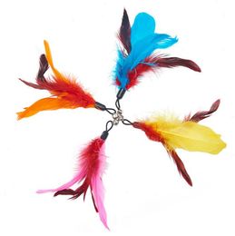 ePackage Shipment Feather Teasing Cat Stick Replacement Plastic Cat Toy Bell Teasing Pet Cat Supplies Feather Replacement