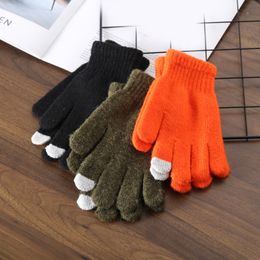 Japanese Style Thicken Knitted Gloves Fashion Couple Full Fingers Touch Screen Gloves Winter Warm Mitten Clothing Accessories