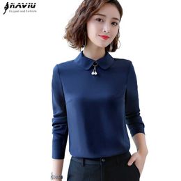 Professional Shirt Women Long Sleeve Fashion OL Temperament Autumn Casual Chiffon Blouse Office Ladies Work Tops 210604
