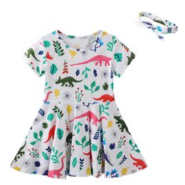 Jumping Metres Party Girls Dresses With Dinosaurs Print Fashion Princess Tutu Birthday Gift Kids Costume Baby Clothes 210529