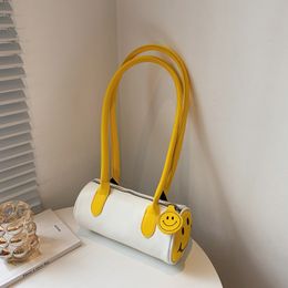 Sweet And Cute Smiling Face Candy Color One-Shoulder Underarm Handbag 2021Small Frh Texture Korean Fashion Trendy Cylinder Bag7VBM