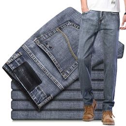 Summer Thin Men Clothing Jeans Little Feet Slim Elasticity Comfortable Business Suits Male Grey Denim Trousers Plus Size 42 X0621