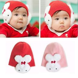 Rabbit Ear Protector Cute Bunny Baby Caps Newborn Beanies Skull Children Berets Bonnet Cap Winter Warm Girls Hats Infant Cap 210413