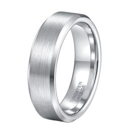 -Eheringe Ring Ring Männer Silber Farbe 6mm Wolfram gebürstet Klassische Bands Männliche Engagement Party Schmuck Bague Homme