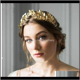 Headbands Jewelry Fashion Gold Plated Metal Leaf Headband Vintage Hairband For Women Wedding Elegant Leaves Hair Accessori