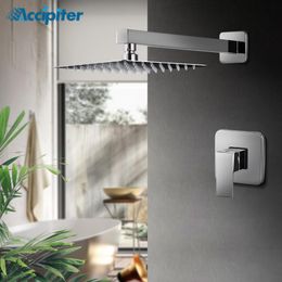 Bathroom Shower Sets 8 Inch System Set Sanitary Ware Faucet Rainfall Head Wall Square Stainless Steel Mixer Tap