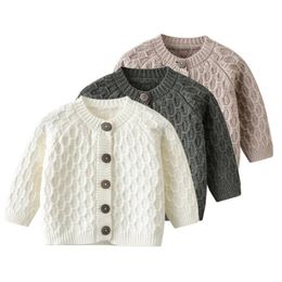 Spring Autumn Infant Baby Boy Girl Long Sleeve Knit Cardigan Coat Pure Color Kids Children Jackets 210521