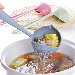 Spoons 2 In 1 Pot Dinnerware Porridge Soup Spoon With Filter Skimmer Kitchen Utensil Long Handle Colander Pink