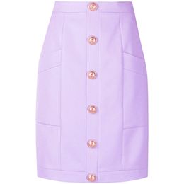 HIGH STREET est S/S Designer Fashion Women's Lion Buttons Embellished Pockets Skirt 210521