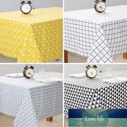 Nordic Cotton Linen Tablecloth Black White Modern Plaid Tablecloth Table Clothes Cloths Cover Waterproof Cloth Tablecloths Factory price expert design Quality