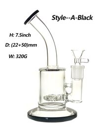 Glass Hookah Rig/Bubbler Bong for smoking 7.5inch Height3 tyle of perc with 14mm Glass bowl 320g weight 3 Colors BU001A/B/C