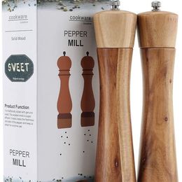 Wooden Salt and Pepper Grinder, Adjustable Manual Acacia Wood, 8 inch, Suitable for Picnic, Parties, Restaurant 210712