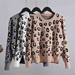 GIGOGOU ly Leopard Women O Neck Sweater Autumn Winter Thick Warm Pullovers Top Soft Female Jumper Knitwear Outfits Pull 210805