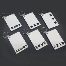 Jewellery Keychain Mother's Day Father's gift LOVE GRAD DAD MOM SENIOR Hollow letter printing thermal transfer key chain blank