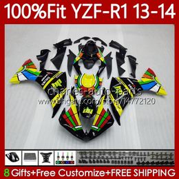Motorcycle OEM Body For YAMAHA YZF R 1 1000CC YZF-R1 YZF1000 2013 2014 Bodywork 97No.19 YZF R1 1000 CC YZFR1 13 14 YZF-1000 2013-2014 Injection Mould Fairings yellow stock