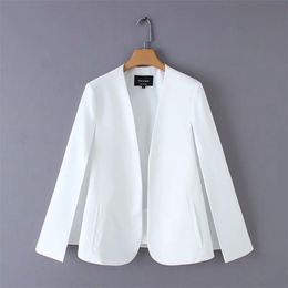 Verkauf Frauen Split Design Mantelanzug Mantel Büro Dame Schwarz Weiß Jacke Mode Streetwear Casual Lose Oberbekleidung Tops C613 210818