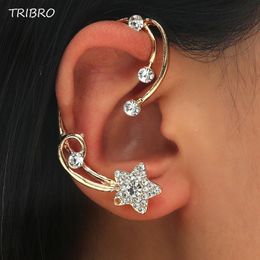 Stud Tribro 1pc Cuff Earring Earcuff Wrap Rock Rhinestone Star Shape Cuffs Women Clip Adjustable Fashion Jewelri Accessories