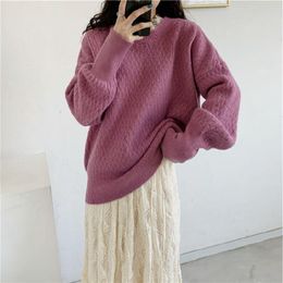 H.SA Korean Style Women Clothes Chic Fake 2 pieces Lace Stitch Pull Jumpers Solid Pure White Sweaters Twisted Knit 210417