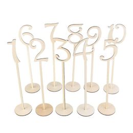 Party Decoration LanLan 20 PcsWooden Table Numbers With Round Base Holder Fashion Simple Signs Ornaments Birthday Banquet Decor25