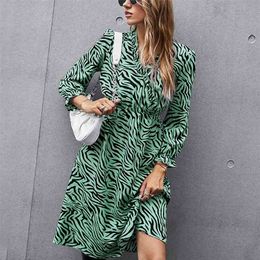 High Street A- Line Striped Long Sleeve Dress for Women Autumn Winter Floral Printed vestidos casual dresses 210508