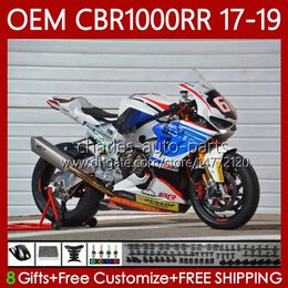 Bodywork +Tank For HONDA OEM CBR1000 CBR 1000 RR CC White blue blk 1000CC CBR1000RR 17 18 19 Body 75No.68 CBR 1000RR 2017 2018 2019 CBR1000CC 17-19 Injection Mould Fairing