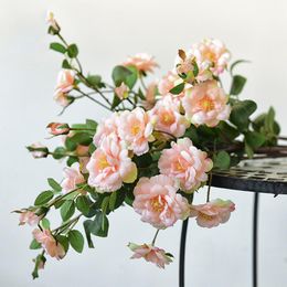 Decorative Flowers & Wreaths Pink Rose Artificial Wedding Decoration Chinese Plants Home Decor Silk Bouquet Table
