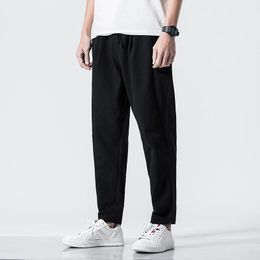 Men Pants Casual Cotton Linen Harem Pant Straight Loose Elastic Waist Trousers Streetwear Hip Hop Chinese Style Clothes