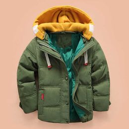 Children Down Parkas 4-8T Wear Winter Kids Outerwear Boys Casual Warm Hooded Jacket For Child Boy Solid Thicken Fashion Coats H0910