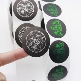 Custom Black Matte Circle Logo Adhesive Sticker Label Printed Waterproof Vinyl Printing Stickers Rolling Packaging