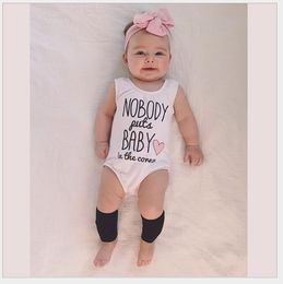 New Infant White Sleeveless Letters Printed Jumpsuits Toddler 100% Cotton Romper Newborn Cute Baby Summer Rompers
