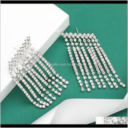Charm Jewelry Drop Delivery 2021 Fashion Creative Parallelogram Rhinestone Diamond Tassel Female Super Fairy Banquet Earrings 5Ysyk