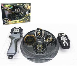 4 in 1 Beybleyd Burst Set Black Warrior Metal Fusion with Handlebar and Grip Launcher Alloy Assembled Gyro Toys for Children X0528