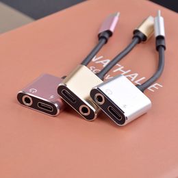 Type C to 3.5mm TypeC 2 in 1 Adapter Cable Cord Aux Audio USB C Fast Charging Cables Aluminium Alloy Converter