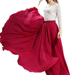 3 Layer Chiffon Long Skirts For Women Elegant Casual High Waist Boho Style Beach Maxi Skirts Saias 80/90/100cm Spring SK273 210412