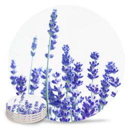 Mats & Pads Fresh Lavender Decor Art Ceramic Coasters Waterproof Tea Cup Mat Christmas Home For Glasses