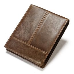 High Quality Men's retro genuine leather wallets thin cowhide leathers business wallet men purse wholesale mix Colours 8064