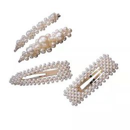 Korean style pearl barrettes handmade fishing line with beads, water drops, bangs and Flower Hair Accessories