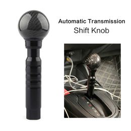 Carbon grain Automatic Transmission Shift Knob Gear Selector Round Ball Button Shifter Knob AT Gearstick Lever Handle Car