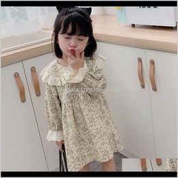 Girls Dresses Baby Clothing Baby Kids Maternity Drop Delivery 2021 Childrens Girl Spring Style Lace Collar Floral Long Sleeve Dress Kid Cloth