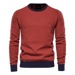 AIOPESON Cotton Spliced Pullovers Sweater Men Casual Warm O-neck Quality Mens Knitted Sweater Winter Fashion Sweaters for Men 211006