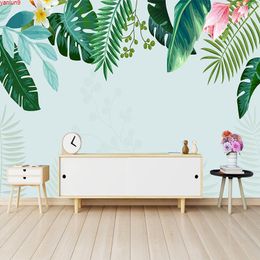 Creative Hand Painted Plant Green Leaves Banana Leaf Photo Wallpaper For Living Room Bedroom Decoration Mural Papel De Parede 3Dgood quatity