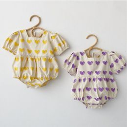 Baby Girls Rompers Clothes Bodysuits Short Sleeve Loving Heart Summer Infant Bodysuit 210429
