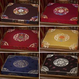 Custom deep 5cm 8cm Thicken Chinese Joyous Comfort Seat Cushions for Sofa Armchair Dining Chair Pads Silk Satin Sit Mat with Zipper