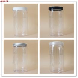 10pcs/lot 1000ml Plastic Cosmetic Jar Tall Clear Bottle White Black Lid Alauaminum Cap 1000g 92cm Diameter Hair Care Tingood qty