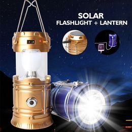 New LED portable searchlight telescopic folding 5800 lantern multifunctional solar lamp camping lamp Flashlights Torches