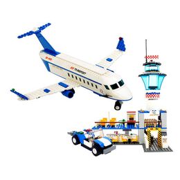 City Plane Aeroplane Sets Cargo Passenger Airport Station Air Bus Car Figure Model Compatible Friends Model Building Blocks Toys Q0624