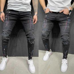 HOT 2 Styles Men Big Pocket Skinny Jeans Zipper Slim High Quality Jeans Casual Sport Corset jeans M-3XL X0621